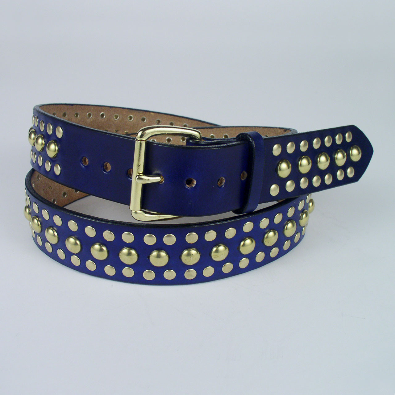 Leather Metal Studded Belt 1 1/2