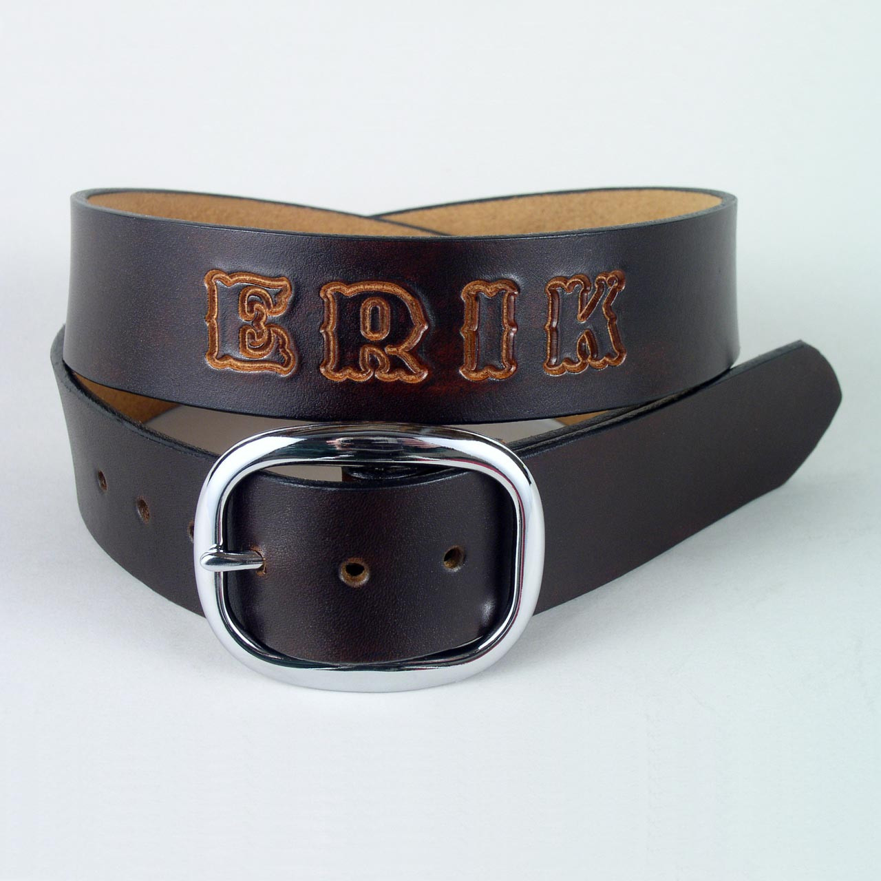 Solid Leather Men's Belt - Handmade in Australia - Black - Brass