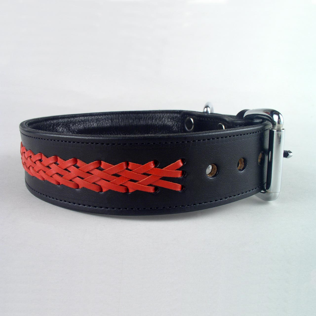 Center Braided Designer Dog Collar 1 3/4 wide - Leathersmith Designs Inc.