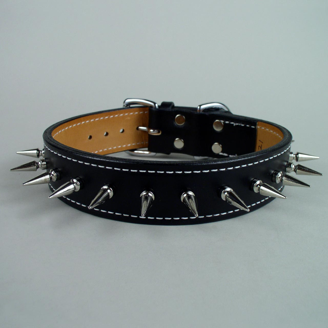 Spiked Tough Leather Dog Collar 1 1/2