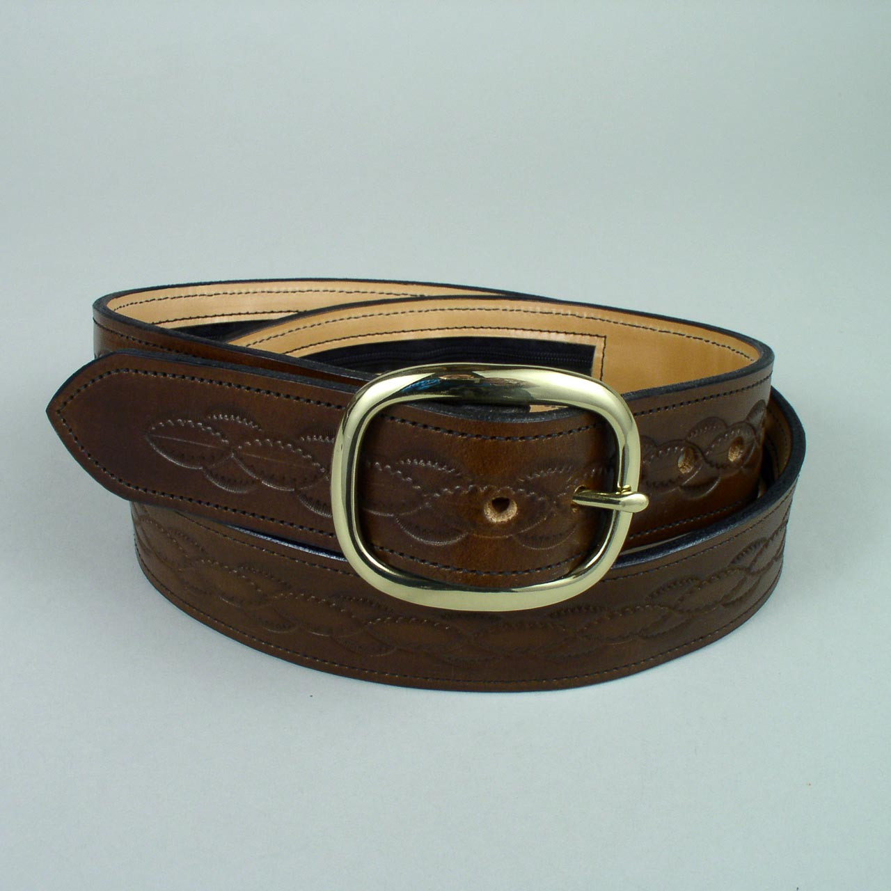 HIDE & SKIN Top Grain Genuine Leather Handmade, Cowboy Belt for Men, 46  inches length