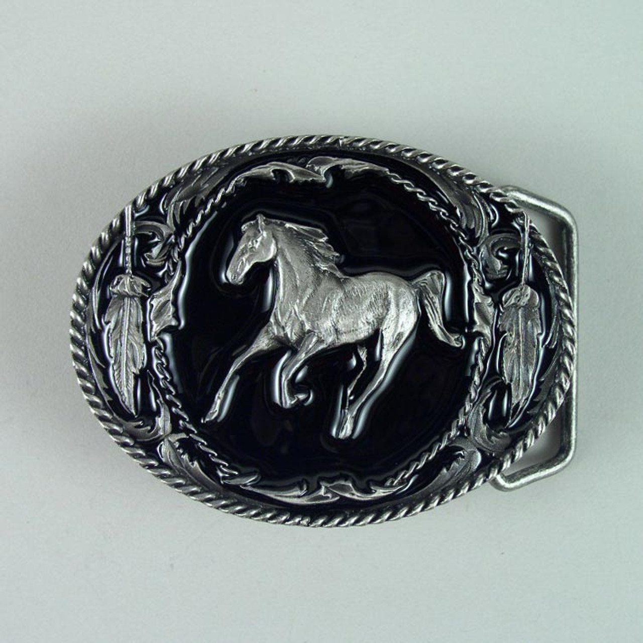 PEWTER AND ENAMEL LIVE TO RIDE EAGLE BELT BUCKLE