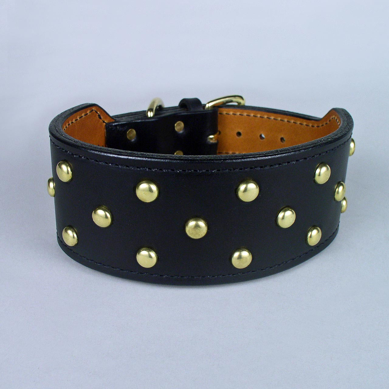 2 Wide Leather Dog Collar Thick Studded Heavy Duty for Large Dogs