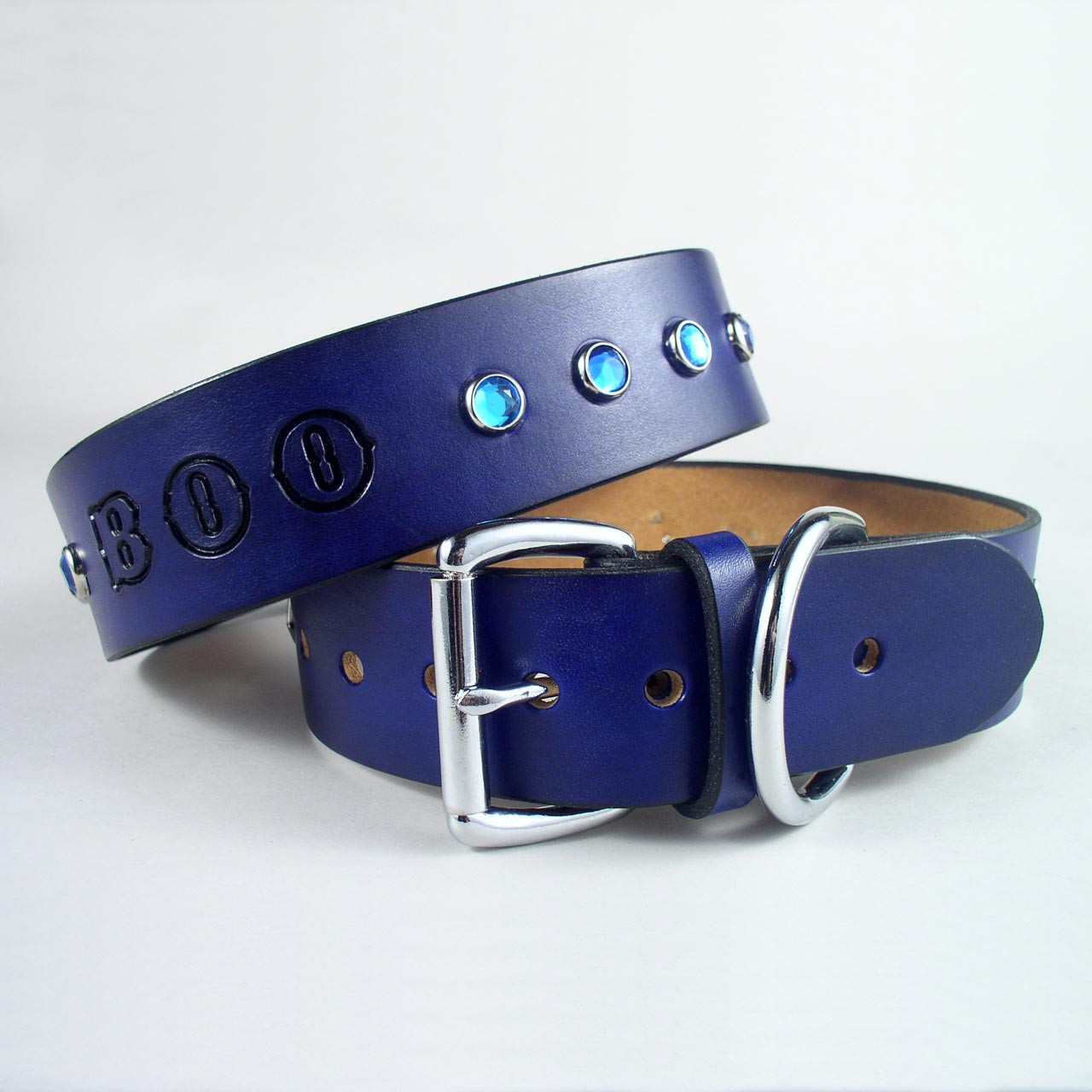 Blue - Luxury Designer Monogram Empreinte Leather Dog Collar