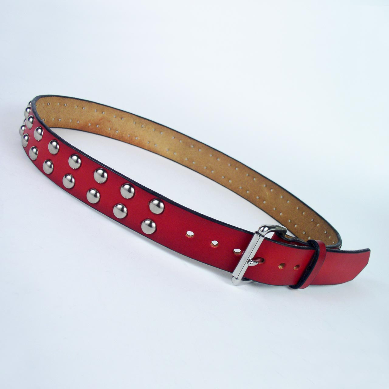 Double Row Studded Leather Belt 1 3/4 Wide - Leathersmith Designs Inc.