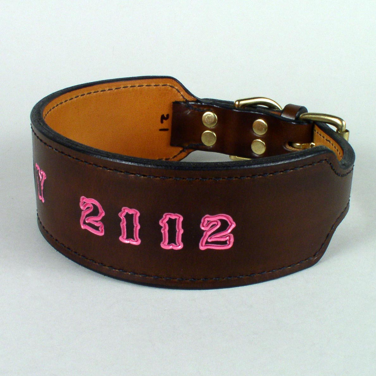 3/4″ Leather Center Ring ID Dog Collar Small Dogs with Custom