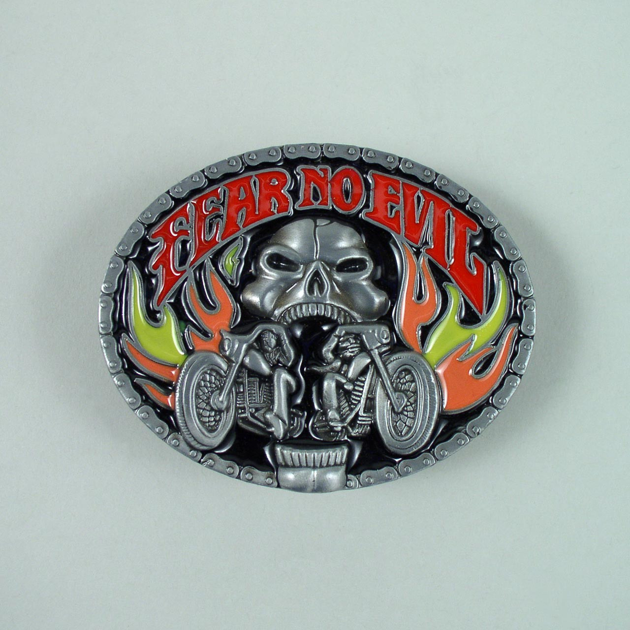 Fear No Evil Belt Buckle - Leathersmith 