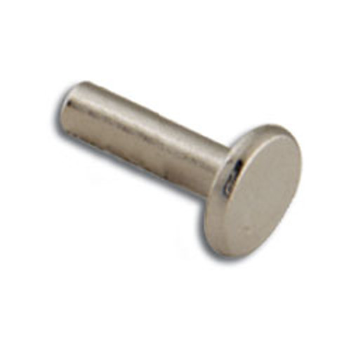 Nickel plated solid brass tubular rivet in a nickel finish for securing two or more pieces of leather together.