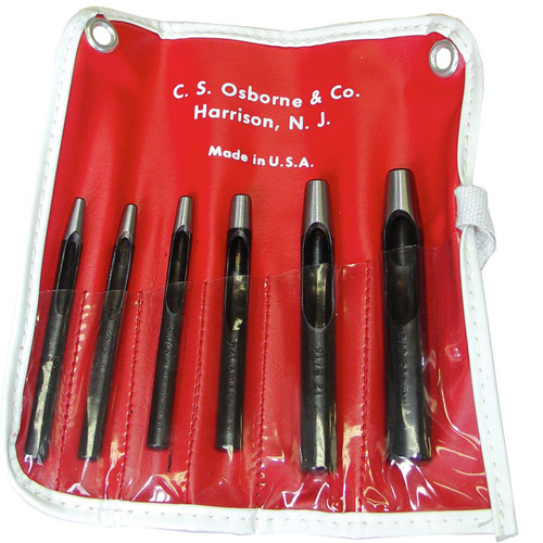 This set of six belt punches made by C.S. Osborne includes the most commonly used hole sizes. 