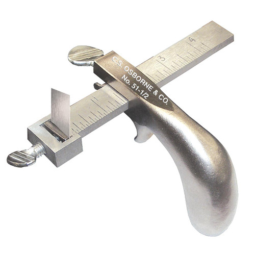 Draw gauge made in USA by C.S. Osborne for cutting thick leather straps, harnesses, and belt blanks.