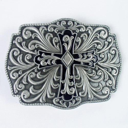 This cross belt buckle fits 38mm (1-1/2 inch) wide leather belts.