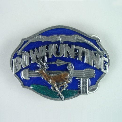 Bow Hunting Belt Buckle Fits 1 1/2 To 1 3/4 Inch Wide Belts.