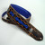 Personalized vintage guitar strap crafted with worn look. Padded guitar strap lined with medium blue garment leather.