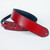 Red padded leather guitar strap lined with soft black garment leather.