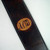 Hand tooled lettering in custom leather guitar strap.