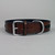 Brown dog collar woven with black leather lace.
