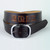 Custom handmade belt personalized with tooled name in a natural undyed leather color.