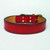 Strong double thick red leather dog collar sewn with  harness thread.