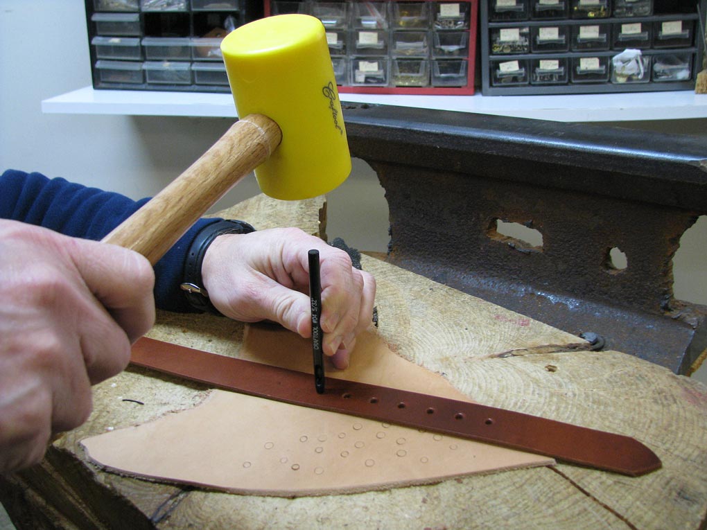 how to put a hole in leather belt