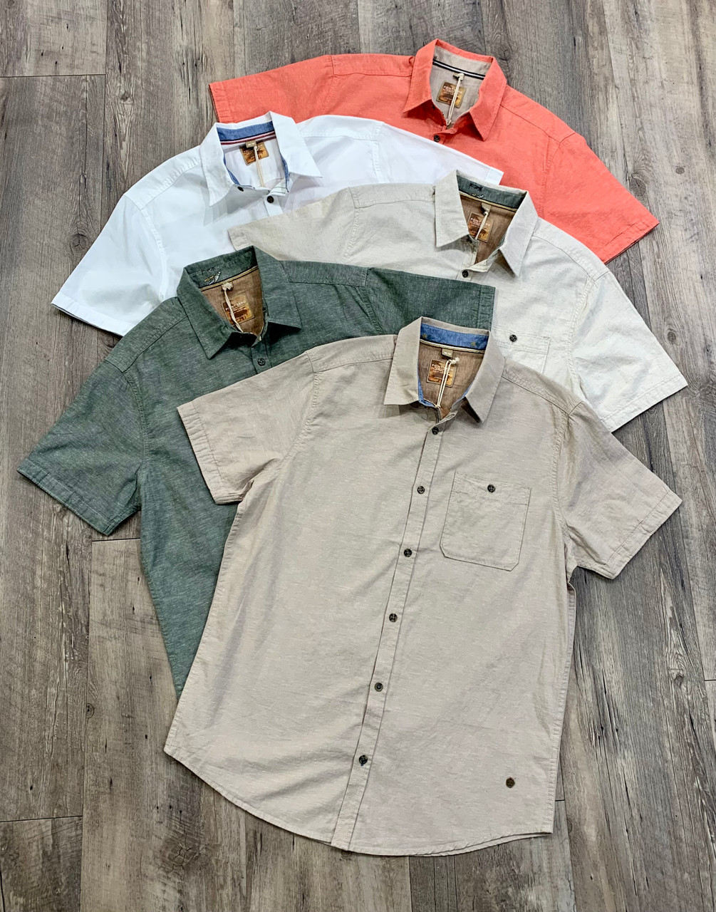 トップス RT-6076920027 POINT ZERO Linen Short Sleeve Shirt 7464300 - Jims Clothes Closet