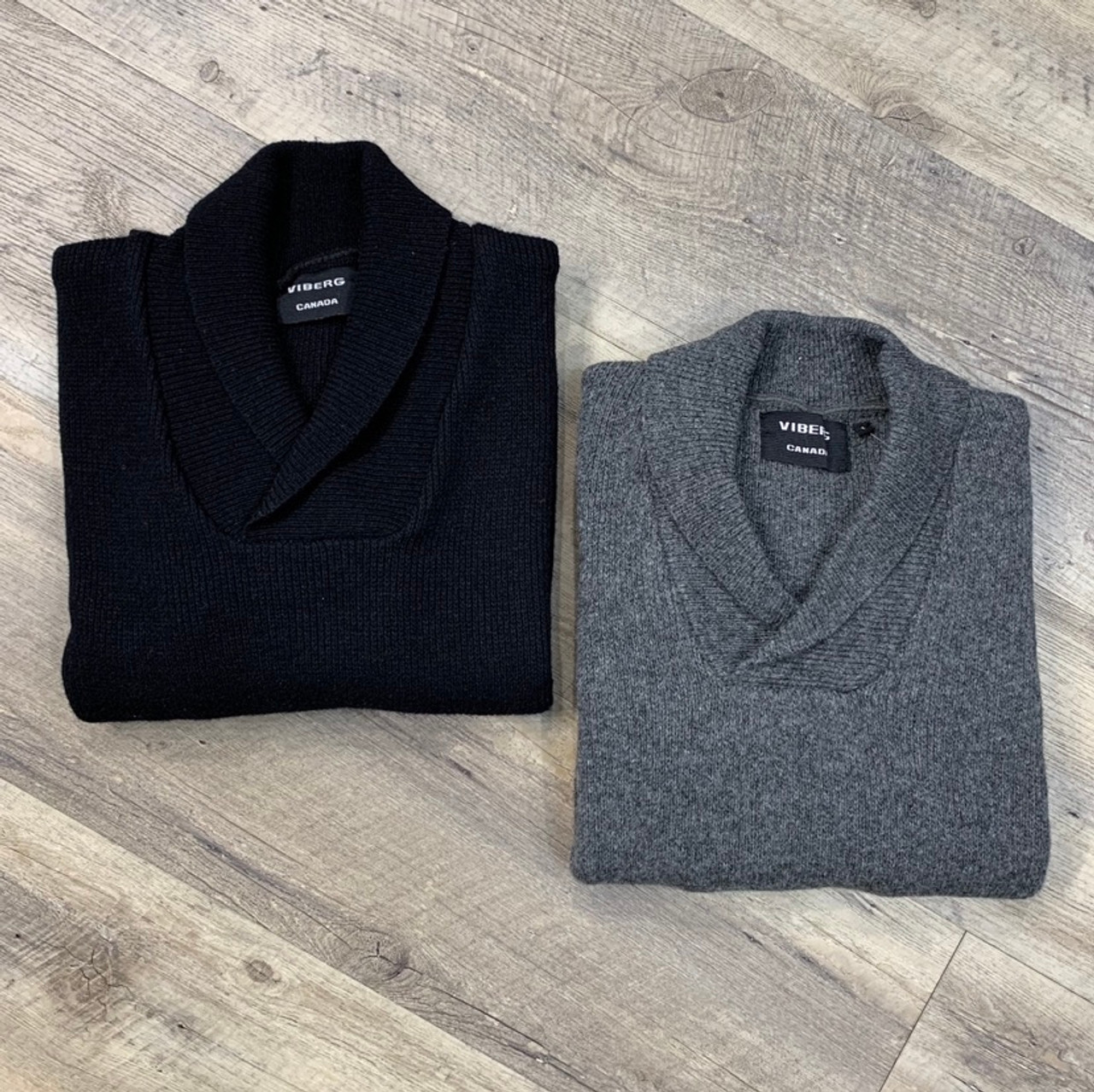 VIBERG/RAWMAN Long Sleeve Shawl Wool Sweater (JCC9985) - Jim's
