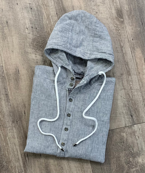 POINT ZERO Long Sleeve Linen  Hoody 7264203