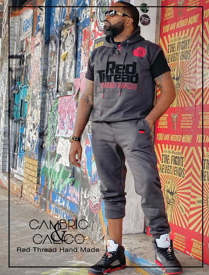 Red Thread Hand Made Sleeveless Hoodie and Pants Set