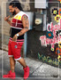 Rap Artist Chuckwavy Kicking It in The 5 Shades Red Board Shorts
