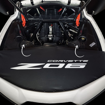 Corvette C8 Z51 Z06 stingray rear strut tower gloss carbon fiber cover protects the strut assembly and shock tower from water dirt debris and makes cleaning detailing easy