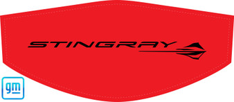 Black Stingray logo C8 trunk cover for engine bay detailing and car shows, black color stingray logo on red cover, C8RallyDriver.com