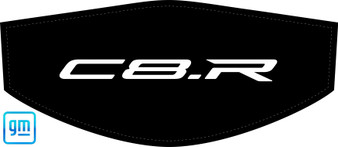 White and Black C8.R logo trunk cover for engine bay detailing and car shows on black cover, C8RallyDriver.com