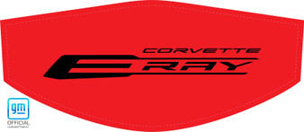 Black Corvette E-Ray C8 Trunk Cover for engine bay detailing and car shows, Black Corvette E-Ray Logo on Red Coupe Trunk Cover by C8RallyDriver.com