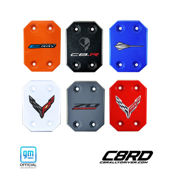 C8 Corvette Access Covers, six factory colors, E-Ray, C8.R, Stingray, Flags and 70th logos, GM Officially Licensed