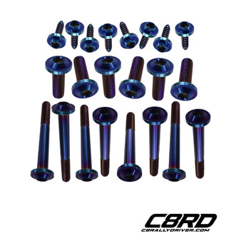 C8 Corvette Engine Bay Dress-Up Bolt Kit in Burnt Blue titanium - full fastener set