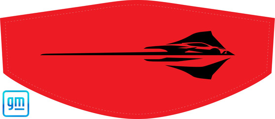 Black Stingray logo C8 trunk cover for engine bay detailing and car shows, black color stingray with C8 gesture logo on red cover, C8RallyDriver.com