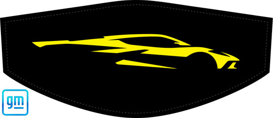 Accelerate Yellow Corvette C8 Profile trunk cover for engine bay detailing and car shows, Factory Color logo on Black cover, C8RallyDriver.com