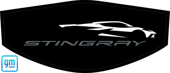 Stingray C8 Profile trunk cover for engine bay detailing and car shows, White profile logo on Black cover, C8RallyDriver.com