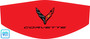 Black Corvette flags logo C8 trunk cover for engine bay detailing and car shows, black color logo on red cover, C8RallyDriver.com