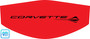 Black Corvette Stingray logo C8 trunk cover for engine bay detailing and car shows, black color Corvette and stingray logo on red cover, C8RallyDriver.com