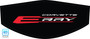 Torch Red Corvette E-Ray logo C8 trunk cover for engine bay detailing and car shows, Factory Color Stingray logo on Black cover, C8RallyDriver.com