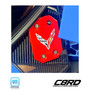 C8 Corvette Access Covers, Torch Red, Corvette Flags, silver titanium bolts, GM Officially Licensed