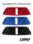 Corvette C8 Latch Plate, Stingray, Z51, Z06, Eray, ZR1, Anodized Red , Blue, Black Finish, by C8RallyDriver Designs, Fits all 2020+ Corvette C8 Coupes and Hard Top Convertibles