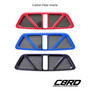 C8 Corvette Latch Plate, gloss carbon fiber inserts, anodized red, blue and black