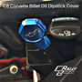 Blue C8 Corvette Billet Oil Dipstick Cover for the 2020+ C8 Corvette fits the Stingray, Z06, ERay and ZR1. It is machined from 6061 billet aluminum.  The C8 Corvette Billet Oil Dipstick Cover was designed in-house by C8RallyDriver Designs to compliment the Corvette C8 styling and C8Rally Driver billet accessories.