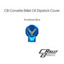 Blue Anodized C8 Corvette Flags Billet Oil Dipstick Cover for the 2020+ C8 Corvette fits the Stingray, Z06, ERay and ZR1. It is machined from 6061 billet aluminum.  The C8 Corvette Billet Oil Dipstick Cover was designed in-house by C8RallyDriver Designs to compliment the Corvette C8 styling and C8Rally Driver billet accessories. Officially Licensed GM Product.