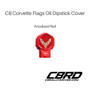 C8RallyDriver C8 Corvette Flags Billet Oil Dipstick Cover for the 2020+ C8 Corvette fits the Stingray, Z06, ERay and ZR1. It is machined from 6061 billet aluminum.  The C8 Corvette Billet Oil Dipstick Cover was designed in-house by C8RallyDriver Designs to compliment the Corvette C8 styling and C8Rally Driver billet accessories. Officially Licensed GM Product. Red.