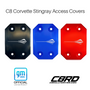 C8RallyDriver GM Officially Licensed Corvette Stingray Engraved Logo Access Covers are the perfect gift or custom accessory for the Corvette Stingray, Z51, Z06, ZR1, ERay owner.  Available in anodized red, blue and black surface finishes with engraved Corvette Stingray Logo.