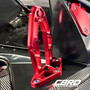 C8 Corvette RaceLite Hatch Support close-up, anodized red, mounted on the rear hatch panel