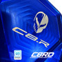 C8RallyDriver O6G-Ultra Billet Rear Strut Tower Covers for the C8 Corvette Stingray, Z51, ERay, Z06, ZR1 in Anodized Blue Close up detail of C8.R Logo