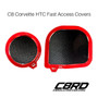 C8RallyDriver C8 Corvette HTC Fast Access Covers are the perfect gift or custom accessory for the Corvette Stingray, Z51, Z06, ZR1, ERay, Grand Sport owner.  Available in anodized red, blue, black and clear silver surface finishes for all hard top convertible C8 Corvettes. Clear acrylic window allows viewing of custom fluid caps and engine bay upgrades. Anodized red with carbon inserts.